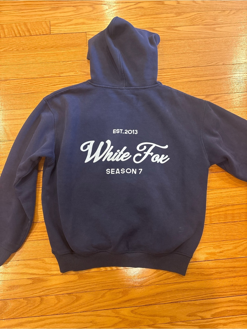White Fox Boutique Navy Blue Hoodie with Script Logo - Picture 2 of 5